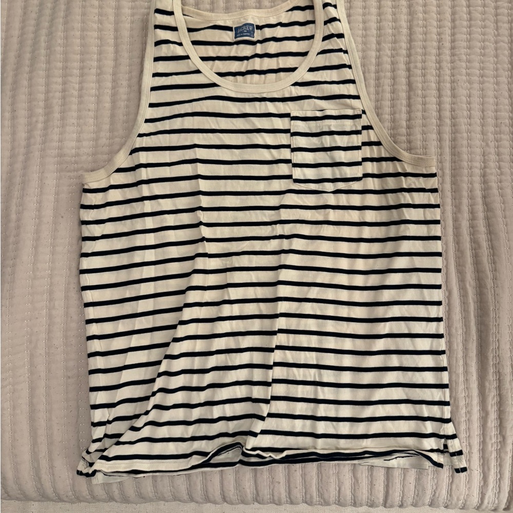 J. Crew Black and White Striped Tank Top